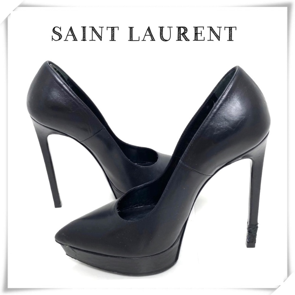 Saint Laurent Pointed Toe Platform High Heel Pumps in Black